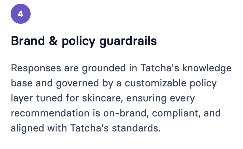 TATCHA brand and policy guardrails module description